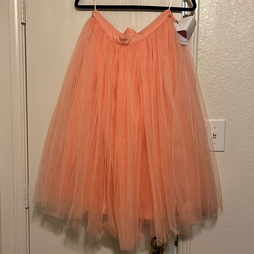 Little Mistress peach tulle midi Skirt NWT US size 8